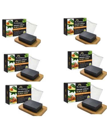 Natural Black Soap w/Avocado & Argan Oil Moisturizing Exfoliating Smoothing (6pks) 12 oz