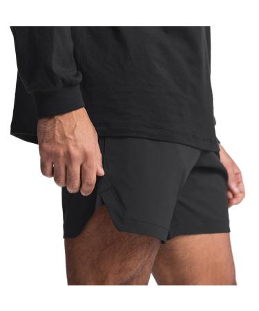 POLNHDLT Mens Running Gym Shorts 3 Inch Breathable Lightweight Athletic Sport Shorts Training Workout Shorts with Deep Pocket C-black Medium