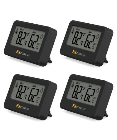 4PCs Mini Digital Hygrometer and Thermometer Replile Thermometer with Magnetic & Tablest State Indoor Temperature and Humidity Meter Gauge for Humidors Greenhouse Garden Cellar Closet Guitar Case