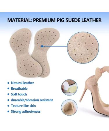 Premium Leather Heel Pads Inserts for Shoes - 4 Pieces (Beige) | Prevent Heel Pain, Rubbing & Blisters - Unisex Cushions for Improved Shoe Fit - Buy Online on GoSupps.com