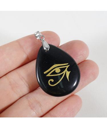 Stainless Steel Onyx Black Agate Bracelet with Obsidian Necklace Set - Eye of Horus Lucky Charm Pendant - Natural Gemstone Jewelry Set - Buy Online on GoSupps.com