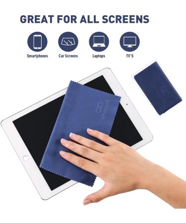 Reusable Microfiber Lens Cleaning Cloth Larger Size 8"x7" in Individual Vinyl Pouches Safe for All Glasses and Screens (Blue - 12 Pack) - Buy Online on GoSupps.com