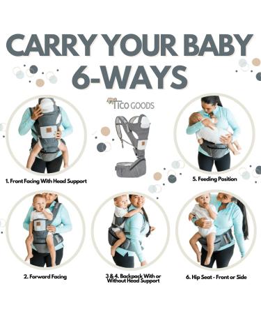 TICO GOODS 6-in-1 Baby Carrier with Hip Seat | Newborn to Toddler | Men's Baby Carrier Backpack | 25-60 lbs - Buy Online on GoSupps.com