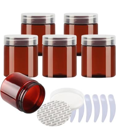 travel pots for cream small pots with lids Pack of 6   100ml Blue Plastic Cream Jars Cosmetic Pots with Clear Lids Containers for Toiletries (Color : Bruin Size : 200ml) 200ml Bruin