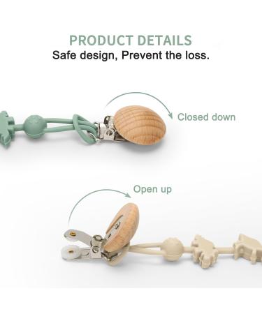 CLdy Silicone Pacifier Chain - 2 Dinosaur Pattern Clips for Boys & Girls | Soft Flexible High Robustness | Perfect Baby Accessory in Green/Naked Pink - Buy Online on GoSupps.com
