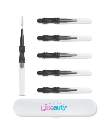 Libeauty Microbrush 6 pieces eyelash brushes with cap eyebrow brush for eyelashes and eyebrows black