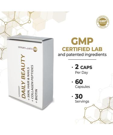 Supersmart - Daily Beauty (Patented & High Potency) - with Verisol Collagen Peptides, Hyaluronic Acid, Soluble Keratin, Biotin | Non-GMO & No fillers & Gluten Free - 60 Flofit Capsules - Buy Online on GoSupps.com