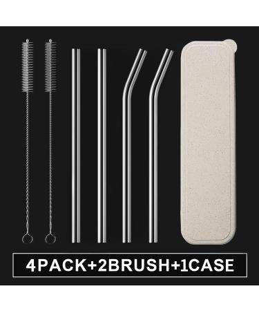 HeykirHome 4-Pack Reusable Glass Straws 8.5''x10mm - Straight & Bent with Travel Case and Cleaning Brushes - Ideal for Smoothies, Tea, Juice - Buy Online on GoSupps.com