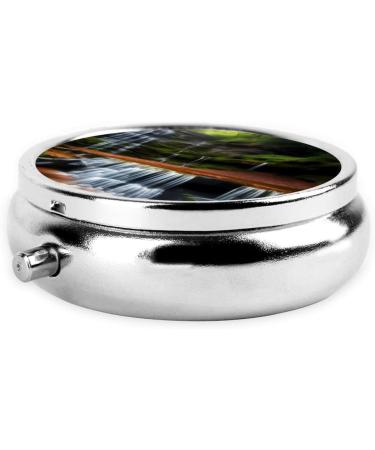 Waterfall View Round Pill Box - 3 Compartment Portable Travel Organizer for Purse & Pocket - Buy Online on GoSupps.com
