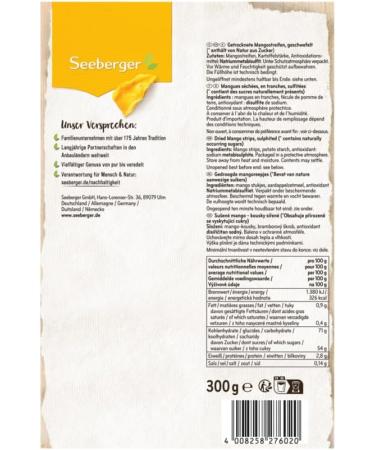 Seeberger - Dried Mangoes 1 x 300g - Buy Online on GoSupps.com
