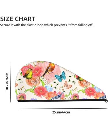 Flowers and Birds Watercolor Hair Towel | Super Absorbent Coral Velvet Wrap for Women | Quick Dry for Long Curly Thick Hair - Buy Online on GoSupps.com