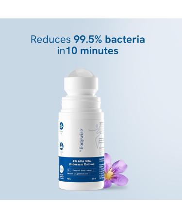 Be.Bodywise 4% AHA BHA Underarm Roll-On 50ml | Odour Prevention Pigmentation Reduction Long-Lasting Deodorant for Sensitive Skin - Buy Online on GoSupps.com