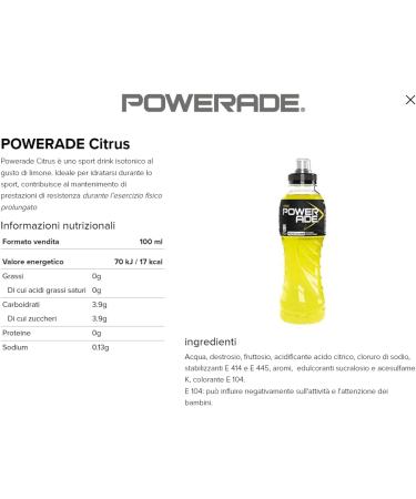  CAIYA 6 x Powerade Citrus Energy Drinks for Athletes with Lemon Flavour and Low Calorie 500 ml 6 Packs  - Buy Online on GoSupps.com