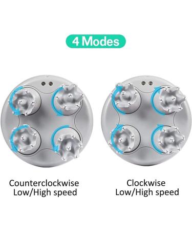 Latme Electric Scalp Massager - 4 Replacement Heads Portable Stress Relief & Head Scratcher - Perfect Gift for Muscles & Relaxation (White-Dark Gray) - Buy Online on GoSupps.com