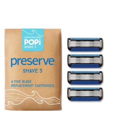Preserve POPi Shave 5 Replacement Cartridges for Preserve POPi Shave 5 Razor, 4 Count Replacement POPi Shave 5 Cartridges 4ct
