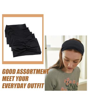 Carede Wide Headbands for Women - 6 Pack Black Turban Headbands for Yoga Workout and Sports - Buy Online on GoSupps.com