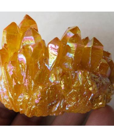 Natural Quartz Crystal Cluster Titanium Bismuth Electroplated Yellow Geode Stone Specimen Home Decoration Gifts Stone Mineral Specimen (Color : 50g) - Buy Online on GoSupps.com