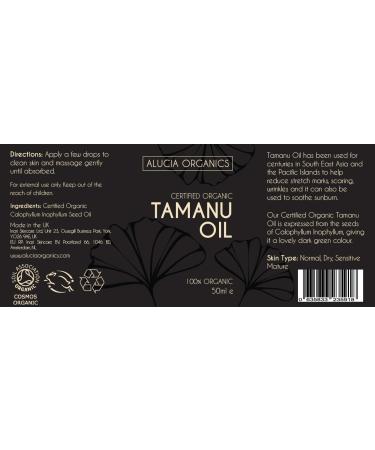 Alucia Organics Certified Organic Tamanu Oil 50ml - Pure Cold-Pressed Vegan Oil for Skin Face Body & Massage - Buy Online on GoSupps.com