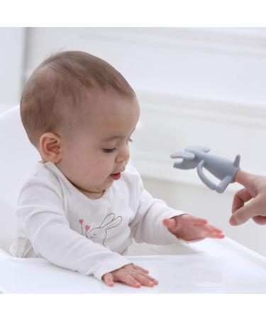 Baby Teether Pacifier - Food Grade Liquid Silicone Teething Toy - BPA Free, Multi-Texture Cute Elephant Design - Soft and Durable (Gray) - Buy Online on GoSupps.com