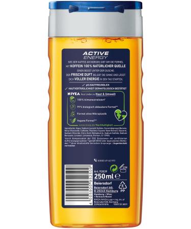 Buy Nivea Men Active Energy Shower Gel (250 ml) - pH-Friendly Caffeine Infused 24h Freshness for Body Face & Hair - Men's Shower Gel (1 Pack) - Buy Online on GoSupps.com