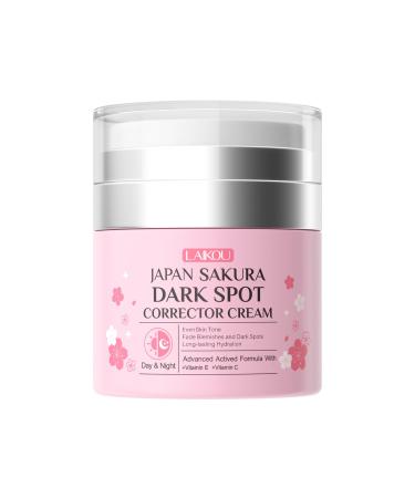 LAIKOU Japan Sakura Dark Spot Remover for Face Dark Spot Corrector Day & Night Face Cream Helps Reduce Dark Spots Fine Lines for Women All Skin Types 50g / 1.76oz. 6.38 Ounce (Pack of 1)