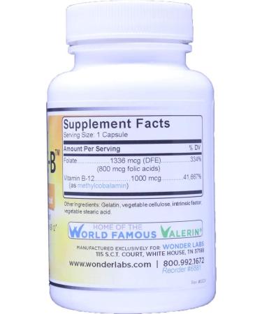 Intrinsic Factor with Folic Acid and Vitamin B-12 1000mcg - 120 Capsules by Wonder Laboratories - Buy Online on GoSupps.com