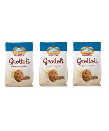 Divella Divella Grottoli with Chocolate Chips Italian Sandblasted Cookies with Chocolate Chips 400 g Set of 3