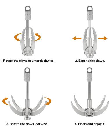 Large Folding Stainless Steel Grappling Hook for Outdoor Survival, Camping, Hiking - 4-Claw Grapple Hook for Tree & Mountain Climbing - Buy Online on GoSupps.com