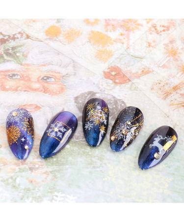 8 Sheets Christmas Nail Art Stickers Decals Self-Adhesive Gold White Winter Snowflakes Nail Supplies Nail Art Design Decoration Accessories - Buy Online on GoSupps.com