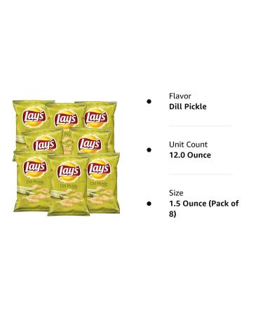 Lay's Dill Pickle Flavored Potato Chips 1.5oz Bag, Pack of 8 - Tangy Dill Pickle Chips - Buy Online on GoSupps.com