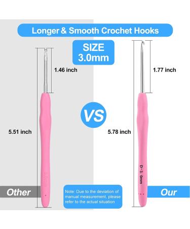Vodiye Professional Extra Long 3mm Crochet Hook Set - Ergonomic Handle, Perfect for Beginners and Experienced Crocheters - Buy Online on GoSupps.com