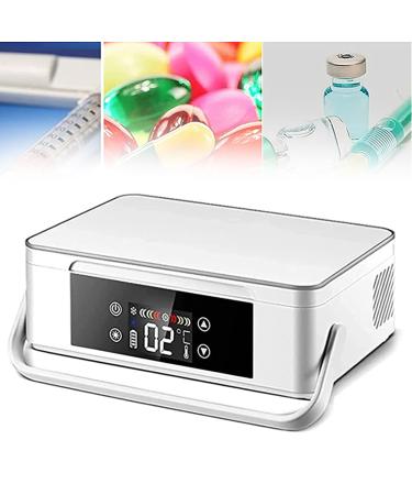 Insulin Cooler Refrigerated Box 2-8 Drug Reefer Cooler Travel Case Rechargeable Battery Mini Medicine Refrigerator for Diabetic Medication Organizer White-220V-Battery*2 Battery*2 White