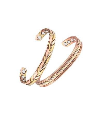 EnerMagiX Tri Tone 3500 Gauss Magnetic Copper Bracelets for Women or Men 99.95% Copper Bangle with 8 Magnets Adjustable Size Women's Day Gift for Mom Wife (CPB-1004 1009) - Buy Online on GoSupps.com