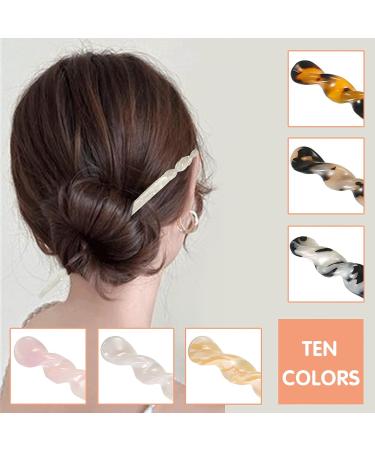 10 Piece Leopard Pattern Acetate Hair Sticks - Vintage Retro Hairpins & DIY Hair Styling Accessories for Women & Girls - Buy Online on GoSupps.com