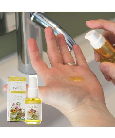 Badger Argan Face Oil - Certified Organic Moisturizing Facial Oil - 1 oz Glass Bottle - Buy Online on GoSupps.com