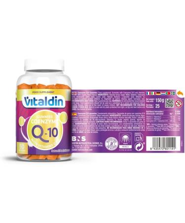 VITALDIN Coenzyme Q10 Gummies 200mg | 50 Chewable Peach Flavour Gummies | Antioxidant Beauty Supplement | Gluten-Free - Buy Online on GoSupps.com