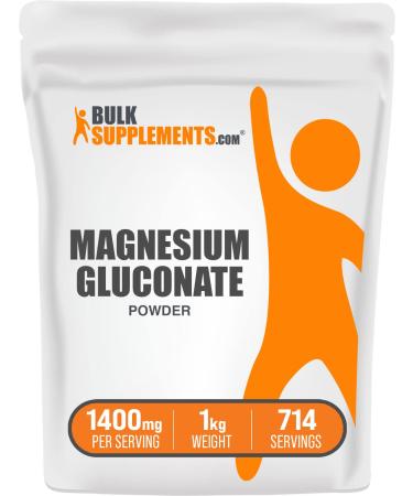 BulkSupplements.com Magnesium Gluconate Powder - Magnesium Mineral Supplements - High Absorption Magnesium - Pure Magnesium Supplement - 1400mg (75mg of Magnesium) per Serving (1 Kilogram - 2.2 lbs)