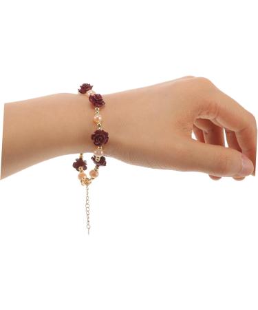 COLLBATH Bracelet The Girlfriend Birthday Flower Bracelet Alloy Miss Red Rose Wrist Chain - Buy Online on GoSupps.com