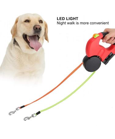 3M Double Retractable Dog Leash with LED Light - Flexible Roller Leash for Two Dogs (Red) | International Shipping Available - Buy Online on GoSupps.com