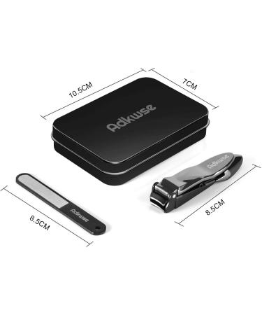 Adknic Nail Clips for Men - Large Professional Stainless Steel Nail Clipper with Container | No Mess Nail Cutter & Fingernail Care (Black) - Buy Online on GoSupps.com