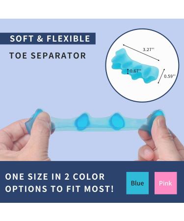 ZnnaYoha Toe Separators (4 PCS) - Soft Gel Toe Spacers for Foot Pain Relief - Bunion Corrector - Universal Size (Pink/Blue) - Buy Online on GoSupps.com
