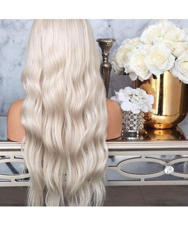 BGHJUE 26-Inch Platinum Blonde Lace Front Wig with Baby Hair - Heat Resistant Glueless Synthetic Wig for Women - Buy Online on GoSupps.com