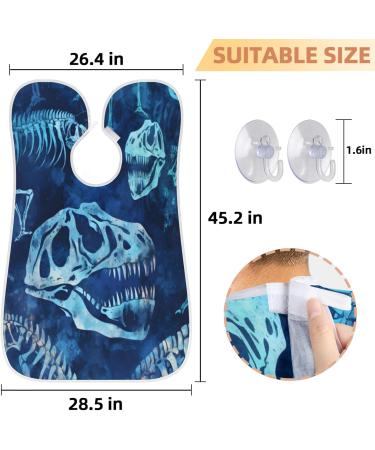Blue Dinosaur Skull Beard Bib Apron | Men's Beard Hair Catcher | Perfect Father's Day & Christmas Gift for Dad | 2 Suction Cups for Easy Use - Buy Online on GoSupps.com