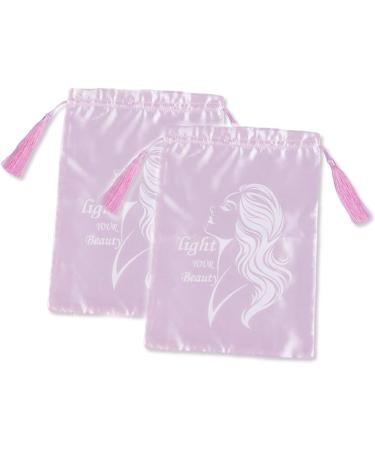 Drawstring Satin Hair Storage Bags - 3 Pcs Light Pink - Hair Extension & Wig Packaging - Buy Online on GoSupps.com