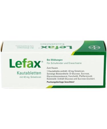 Lefax Chewing Tablets - 42 mg Simeticon for Light Flatulence - Peppermint Flavor - Child-Friendly - 50 Tablets - International Shipping - Buy Online on GoSupps.com
