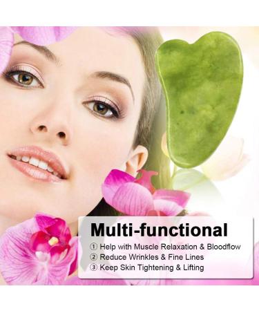 Ajcoflt Jade Rollers & Gua Sha Scrapers Jade Stone Set for Facial Skin Care Anti-aging Face Eye Neck Beauty Roller Facial Massager - Buy Online on GoSupps.com