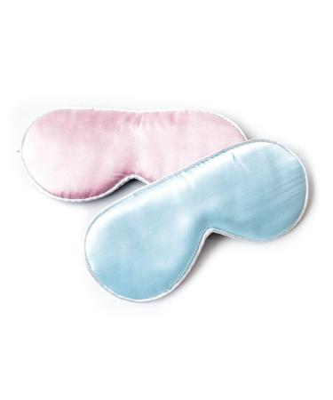 2-Pack Kids Cotton Filled Natural Sleep Eye Mask with Adjustable Strap for Children Boys and Girls Light Blocking Sleeping Aids for Travel and Night fit for Age 3 to 17 Years (Blue+Pink)