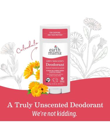 Earth Mama Simply Non-Scents Deodorant - Fragrance-Free Safe for Sensitive Skin Pregnancy & Breastfeeding Organic Calendula & Coconut Oil No Baking Soda or Aluminum - 2.65 oz - Buy Online on GoSupps.com