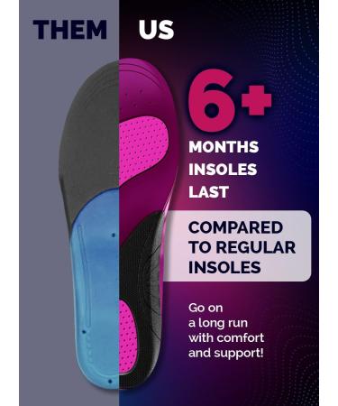 Running Gel Insoles for Men and Women - Shock Absorbing, Reduce Muscle Soreness, Prevent Plantar Fasciitis - Purple M (Men 8.5-9.5) - Buy Online on GoSupps.com