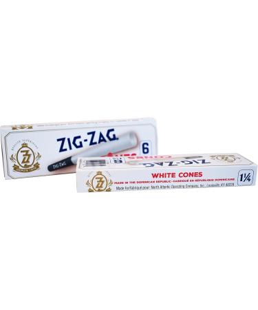 Zig-Zag Slow Burning Pre Roll Cones 1 Size Carton of 24 Booklets 6 Cone per Packs Slow Burning 100% Natural Gum Arabic No Bleach Authentic (White) White Cones 1  - Buy Online on GoSupps.com